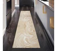 Gaqinhh Art Abstrait Spirale Tapis Cuisine Devant Evier Lavable et Antidérapant, Moderne Ligne Tapis Couloir Long Absorbant Carpet de Passage Paillasson Interieur Entrée pour Salon Bureau 80 x 350 cm