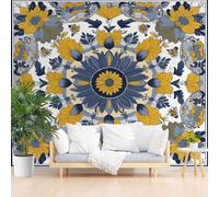 Gaqinhh Bohème Vintage Papier Peint 3dFleurs Abstrakt Tapisserie Panoramique, Motif Mandala Boho Papier Peint Intissé Salon Cuisine Salle de Bain, Décoration Murale Chambre 400 x 280 cm