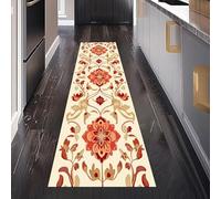 Gaqinhh Floral Fleur Tapis Cuisine Devant Evier Lavable et Antidérapant, Baroque Vigne Rétro Dahlia Tapis Couloir Long Absorbant Carpet de Passage Antidérapant Paillasson Interieur Entrée 80 x 350 cm