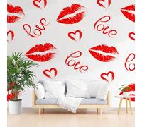 Gaqinhh Lèvres Rouges Papier Peint Intissé, Amour Cœur Tapisserie Murales Papier Peint, Empreinte de Lèvres Romantique Tapisserie Panoramique 3d Cuisine Salle de Bain Chambre Enfant 450 x 315 cm