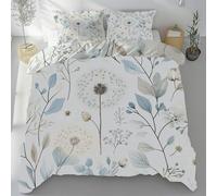 Gaqinhh Löwenzahn Pflanzen Blätter Bettwäsche Set 220x240cm, Weiß Weiche Mikrofaser Bettbezug, Wendebettwäsche 3teilig mit Reißverschluss und 2 Kissenbezüge 80 x 80 cm