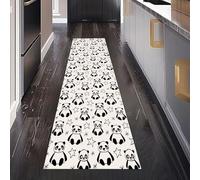 Gaqinhh Mignon Panda Tapis de Cuisine Devant Evier Antidérapant Lavable 60 x 180 cm, Animaux De Dessin Animé Étoiles Tapis de Passage Interieur Entrée pour Salon Bureau Chambre à Coucher