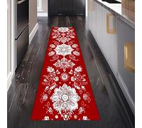 Gaqinhh Motif Cachemire Fleur Tapis Cuisine Devant Evier Lavable et Antidérapant, Bohême Lotus Abstrait Pivoine Tapis Couloir Long Absorbant Carpet de Passage Antidérapant 60 x 300 cm