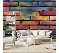 Gaqinhh Mur de Briques Coloré Papier Peint Intissé, Art Abstrait Moderne Papier Peint 3d, Tapisserie Panoramique Salon Chambre Enfant Adulte Fille Salle de Bain, 200 x 140 cm