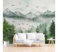 Gaqinhh Oiseau Montagne Jungle Papier Peint Intissé, Forêt Aquarelle Papier Peint Panoramique 3d, Paysage Naturel Tapisserie Murale Salon Chambre Enfant Cuisine Salle de Bain, 300 x 210 cm
