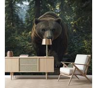 Gaqinhh Ours Animal Sauvage Papier Peint Intissé, Ours Forêt Jungle Tapisserie Murales Papier Peint, Tapisserie Panoramique 3d Cuisine Salle de Bain Chambre Enfant 450 x 315 cm