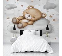 Gaqinhh Ours Dessin Animé Papier Peint Panoramique, Ours Poupée Mignon Papier Peint Salon, Nuage Ciel Étoilé Tapisserie Murale Intissé Wallpaper 3d Chambre Cuisine Salle de Bain, 350 x 256 cm