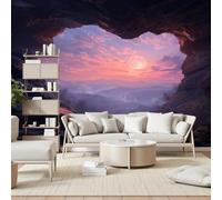 Gaqinhh Paysage Coucher de Soleil Papier Peint Intissé, Cœur d’Amour Romantique Dans la Grotte Papier Peint Panoramique 3d, Tapisserie Murale Salon Chambre Enfant Cuisine Salle de Bain, 300 x 210 cm