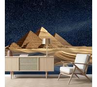 Gaqinhh Pyramide Désert Nuit Papier Peint 3dArchitecture Vintage Ciel Étoilé Tapisserie Panoramique, Papier Peint Intissé Salon Cuisine Salle de Bain, Décoration Murale Chambre 400 x 280 cm