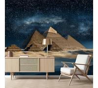 Gaqinhh Pyramide Désert Nuit Papier Peint 3dArchitecture Vintage Ciel Étoilé Tapisserie Panoramique, Papier Peint Intissé Salon Cuisine Salle de Bain, Décoration Murale Chambre 400 x 280 cm