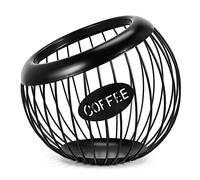 Gaqnzjx Support d'étagère à café, organiseur de tasses à café et expresso avec grande capacité, panier de rangement pour capsules de café en métal