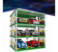 Garage à Briques DIY 3-Couches Vitrine pour Voitures Lego Speed Champions - Parking Compatible avec Briques Lego (sans Voitures)