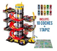 Garage à jouets 6 étages MOLTO avec 10 voitures et tapis de jeu
