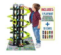 Garage à jouets - M MOLTO - 7 étages - Vert - 10 voitures - Tapis de jeu inclus