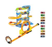 Garage à jouets - MOLTO - 3 étages - 1 looping - 2 voitures à friction - 10 voitures de jouet