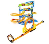 Garage à jouets pour voitures miniatures - MOLTO - 3 étages - 1 looping - 2 voitures à friction incluses