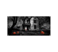 Garage : bannière sur le thème d'Halloween avec des graphismes intrusifs, parfait pour les amateurs de voitures et les modifications de garage. Montage facile, tissu durable (C, 480 x 210 x 1 cm)