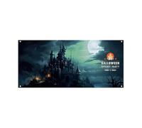 Garage : bannière sur le thème d'Halloween avec des graphismes intrusifs, parfait pour les amateurs de voitures et les modifications de garage. Montage facile, tissu durable (E, 480 x 210 x 1 cm)