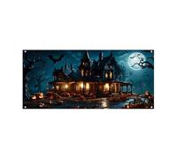 Garage : bannière sur le thème d'Halloween avec des graphismes intrusifs, parfaite pour les amateurs de voitures et les modifications de garage. Montage facile, tissu durable (F, 480 x 210 x 1 cm)
