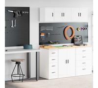 vidaXL Armoires de garage 2 pcs blanc bois d'ingénierie