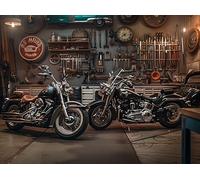 Garage de Motos Anciennes 1000 Pieces Casse-tête Adulte en Carton Rigide sans Déformation Difficile Moyenne Décoration Murale Idée Cadeau Anniversaire Premium 1000 PCS