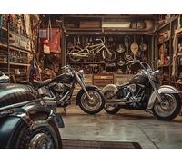 Garage de Motos Anciennes 1000 Pieces Casse-tête Famille en Carton Haute Densité Difficulté Moyenne Activité Familiale Anti-Stress Idée Cadeau Anniversaire 1000 PCS