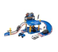 Garage de Police avec 40 pièces à Assembler - avec 1 Voiture, Rampe, Accessoires et Autocollants - Couleur Bleu