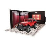 Garage de stationnement moulé sous pression à l'échelle 1:24 avec lumières LED - Vitrine d'affichage de modèle de voiture réaliste, rangement de véhicule miniature pour chambre à coucher, décoration