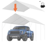 garage de tente 6x3 m - Toile de tente de garage étanche et protégée contre les UV - Installation facile avec 40 balles en caoutchouc - Couverture supérieure uniquement - Cadre non inclus - Blanc