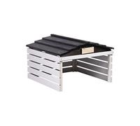 dobar® Garage pour Robot Tondeuse en Bois avec Toit Amovible, abri pour Robot à Gazon, avec Panneau Personnalisable, 78,5 x 74 x 52,5 cm, Blanc/Noir