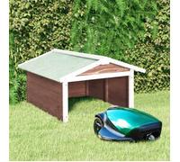 Garage de tondeuse à gazon - vidaXL - Bois massif - 72x87x50 cm - Moka et blanc