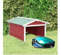 Garage de tondeuse à gazon - vidaXL - Rouge et blanc - Bois de sapin - 72x87x50 cm