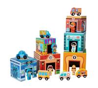 Garage de voiture, ensemble de jeu en bois | City Toys Blocs empilables en bois Jouet de garage de voiture,Ensemble de jeu en ville, garage pour les voitures de première éducation, Nouvel An, San