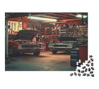 Garage de Voitures Anciennes Puzzle 1000 Pièces pour Adultes, Un Jeu De Dexérité Très Difficile Puzzle Jeu Éducatif l'art De La Décoration Moderne 70x50cm/1000pcs