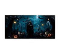 Garage Door Cover, Scary Garage Doors, Wall Backdrop, Outdoor Home, Holiday Party, Hangable for Lawn Yard Garden Photography Display to Create a Spooky and Festive Ambiance Enhancing Visual Appeal\