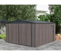 Garage en acier galvanisé effet bois gris 15,96 m² - NERON