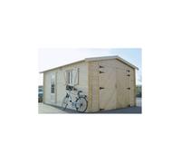Garage en bois SOLID - Modèle Traditionnel - 358x538cm - 40mm - Double porte et porte-menuisière