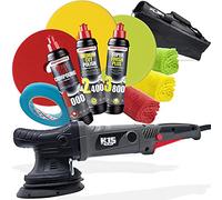 Garage Freaks Kit de polissage : Polisseuse excentrique PLSH H15 + 3 Menzerna Autopolitures 250 ml + Éponges de polissage 150 mm + Ruban de masquage 3M 18 mm/50 m + Chiffons de polissage en microfibre