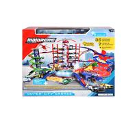 Majorette - Super city garage - 2 niveaux - Sons et lumières - 6 véhicules métal + 1 train - 128 x 78 x 73 cm
