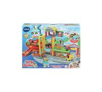 Garage MécaNimo Tut Tut Bolides Maxi VTech avec stations réparation, lavage et carburant, 7 zones magiques, personnages Théo & Fan d'Auto, véhicule électronique Multicolore