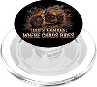 Garage Moto Papa Rider Biker Dad Cadeau Chaos Rides PopSockets PopGrip pour MagSafe