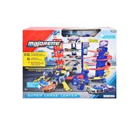 Majorette Garage Super Chase Center – 6 niveaux – 5 voitures + train – Ascenseur motorisé