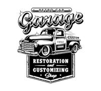 Garage Parking Room Restauration de garage vintage Stickers muraux en PVC 34x39cm Décoration artistique Noir