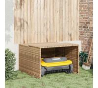 Garage pour Robot Tondeuse Abri Rangement Jardin Beige Résine Tressée vidaXL