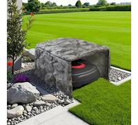 Garage pour robot tondeuse, aspect pierre, auvent, design pour garage, rochers, 58 x 72 x 51 cm, polyrésine, gris, rochers de jardin