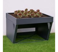 Garage Pour Robot Tondeuse Avec Bac À Plantes Hwc-P41, Toit Abri Tondeuse À Gazon Métal 40x60x70cm Anthracite Gris