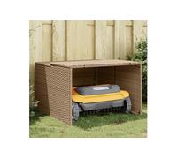 Garage pour robot tondeuse beige 86x90x52/57 cm résine tressée