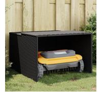 vidaXL Garage pour robot tondeuse en résine tressée noire 86x90x52/57 cm