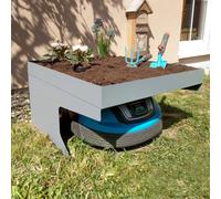 Garage pour tondeuse-robot avec bac à plantes HWC-G60, toit Abri pour tondeuse, métal 37x60x70cm ~ gris