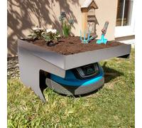 Garage pour tondeuse-robot avec bac à plantes HWC-G60, toit Abri pour tondeuse, métal 37x60x70cm ~ inox